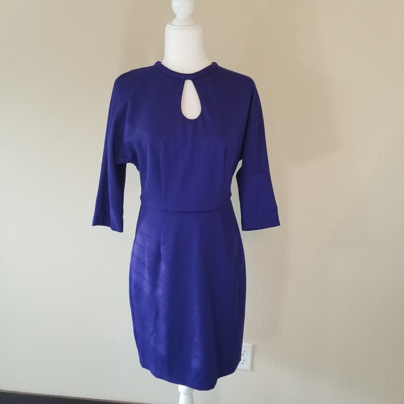 TRINA TURK PURPLE  DRESS 3/4 SLEEVE SIZE 8 - Picture 1 of 6